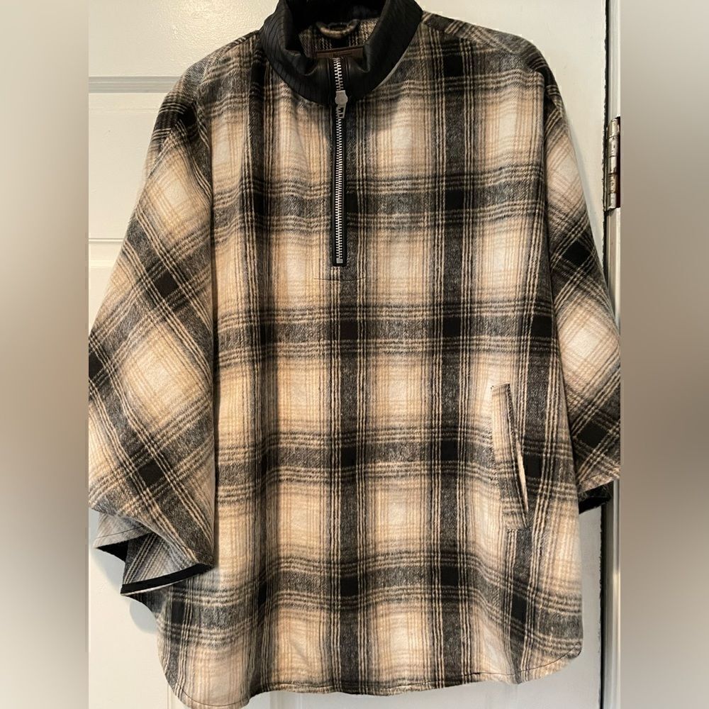 Blank NYC Plaid Poncho